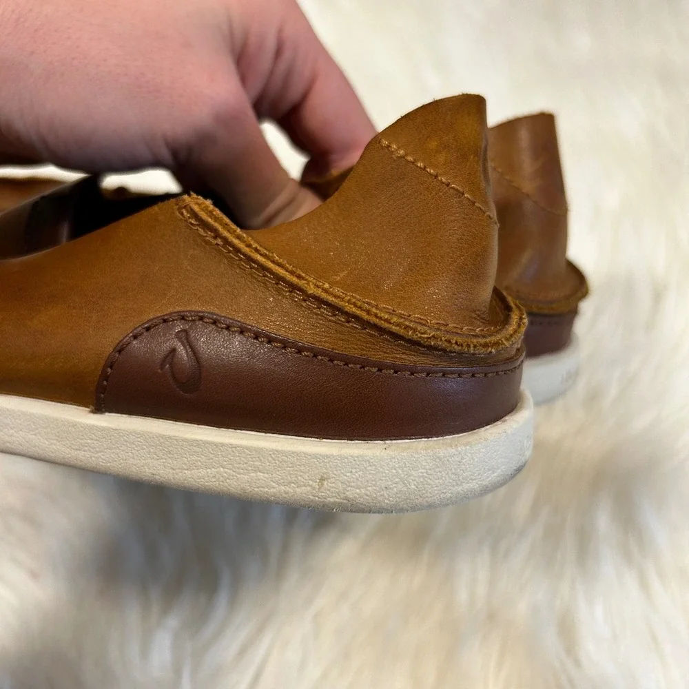 OluKai Nalukai Slip On Mens Brown Leather Loafer Shoes Size 8.5 - Picture 7 of 8